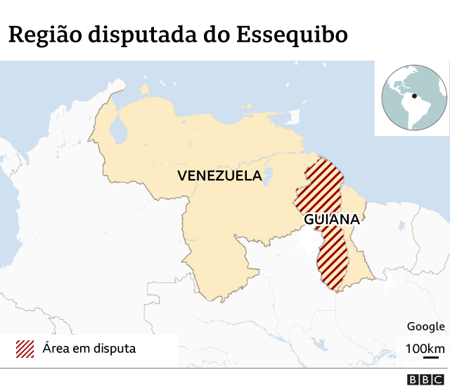 Mapa da regi&#xe3;o do Essequibo