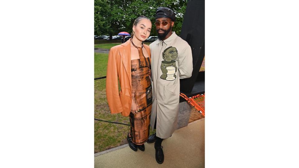 Ella Eyre and Ralpheal Chea aka Papu Raf attend the BFC Summer Party 2024 at Serpentine South on July 8, 2024 in London, England. (Photo by Dave Benett/Getty Images)