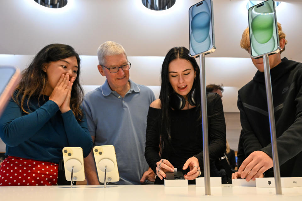 Apple CEO Tim Cook at the Fifth Avenue Apple Store on September 22, 2022 in New York City.<p>Alexi Rosenfeld/Getty Images</p>