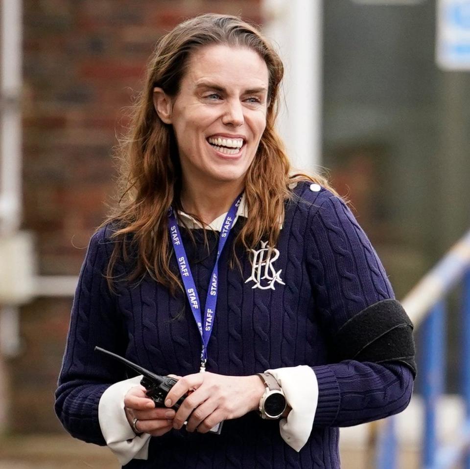 Flora Cooper, head teacher at John Rankin Schools in Newbury, Berkshire, has been one of those to wear a black armband after Ms Perry's death - Andrew Matthews/PA