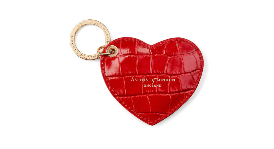 Heart Key Ring Deep Shine Red Small Croc