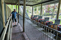 Work is underway at the new roller coaster "Saven" (The Saw), as Faarup Sommerland theme park prepares for opening day on upcoming Friday, near Blokhus in Jutland, Denmark, Thursday June 4, 2020. Denmark continues releasing society from lockdown, with theme parks allowed to re-open from Friday. (Henning Bagger/Ritzau Scanpix via AP)