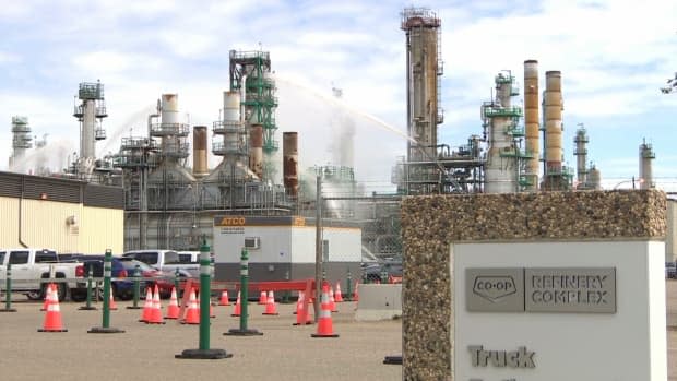 The Co-op Refinery Complex (CRC) is currently dealing with a COVID-19 outbreak. There have a been a total of 20 cases at the plant since the end of March, a CRC spokesperson said. (Matt Duguid/CBC - image credit)