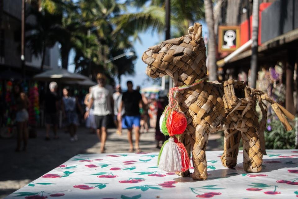 woven donkey on table