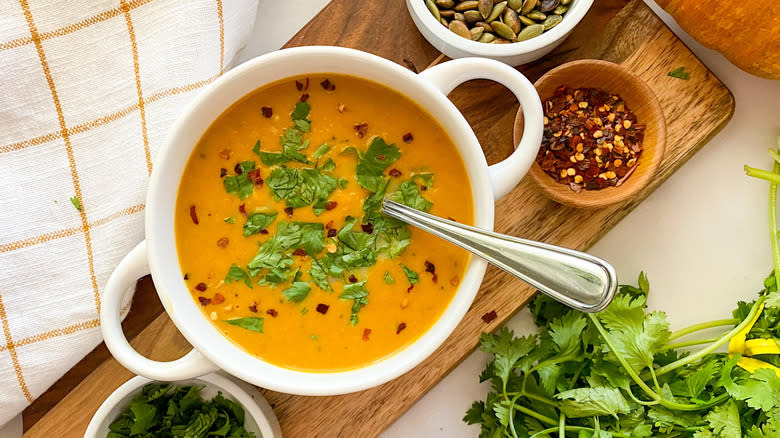 Bowl of pumpkin soup