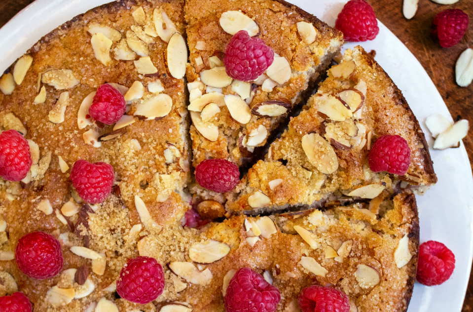 Raspberry, Sumac, and Almond Snack Cake