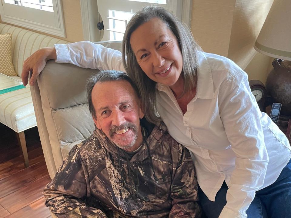 SFO-based flight attendant Cynthia Duarte and her husband, who is battling brain cancer.