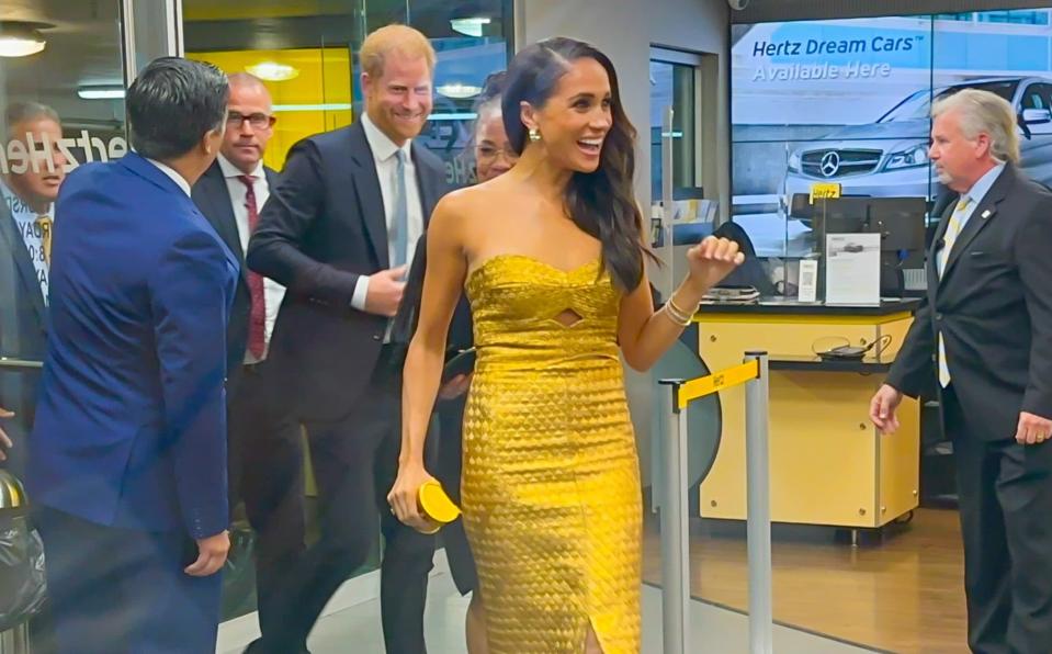 Harry and Meghan seen arriving at the Woman of Vision Awards - GC Images