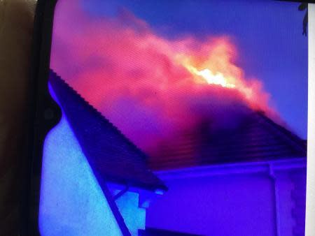 Watford Observer: A fire erupted through the roof after the lightning strike.