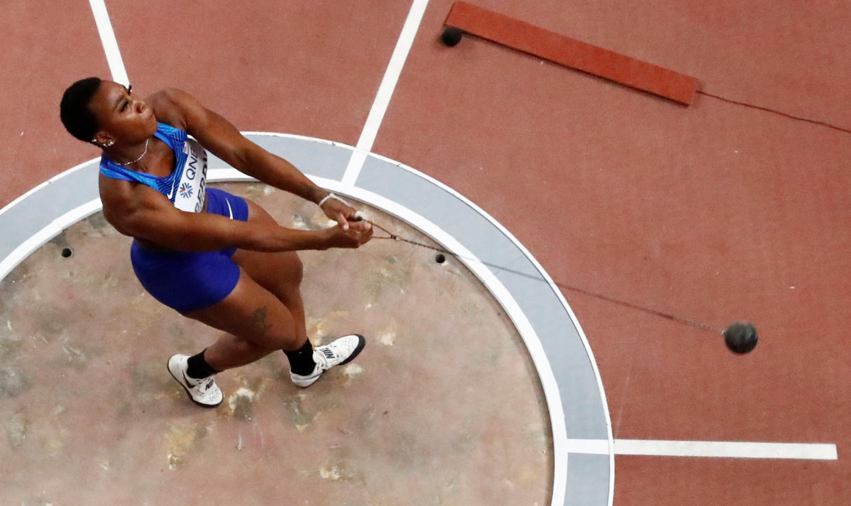 Athletics - World Athletics Championships - Doha 2019 - Women's  Hammer Throw Final - Khalifa International Stadium, Doha, Qatar - September 28, 2019. Gwen Berry of the U.S. in action. REUTERS/Pawel Kopczynski REFILE - CORRECTING DATE