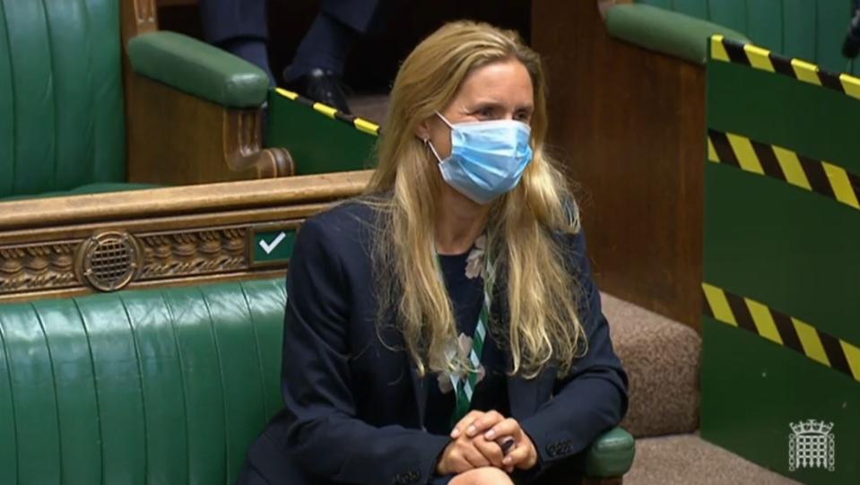 Kim Leadbeater sitting in the seat previously used by her sister Jo Cox (House of Commons/PA) (PA Wire)