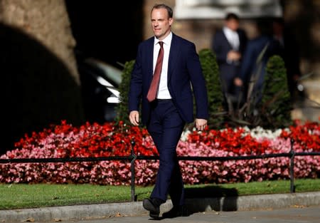 Dominic Raab arrives at Downing Street, in London