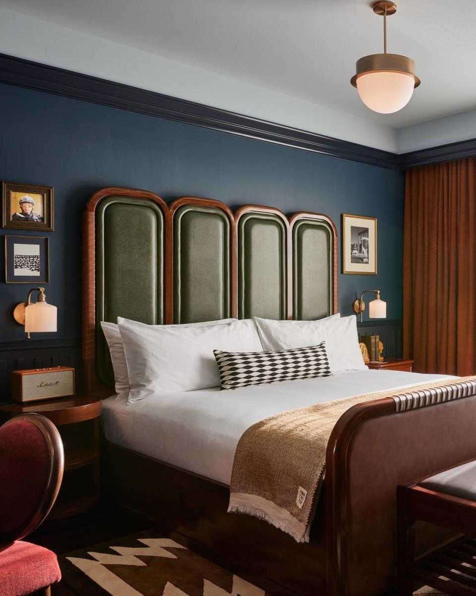A guest room at The Manchester Hotel which opens June 2, 2023, in the Lexington Distillery District. 
