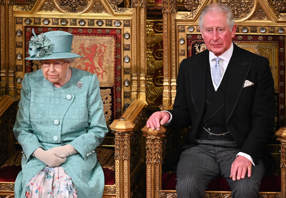 Queen Elizabeth II and Prince Charles, Prince of Wales attend the State Opening of Parliament in the House of Lord's Chamber on December 19, 2019 in London, England. In the second Queen's speech in two months, Queen Elizabeth II unveiled the majority Conservative government's legislative programme to Members of Parliament and Peers in The House of Lords. 