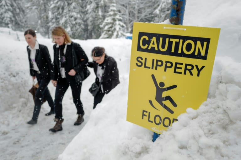 Spectacular snowfall stranded some high-flying delegates on the road to the Swiss ski resort