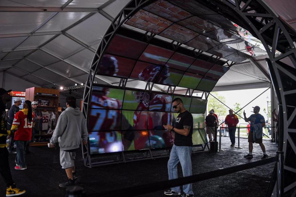 Fans took in the high tech exhibits at the NFL Draft Experience Thursday, April 27, 2023, at the National WWI Museum and Memorial in Kansas City.