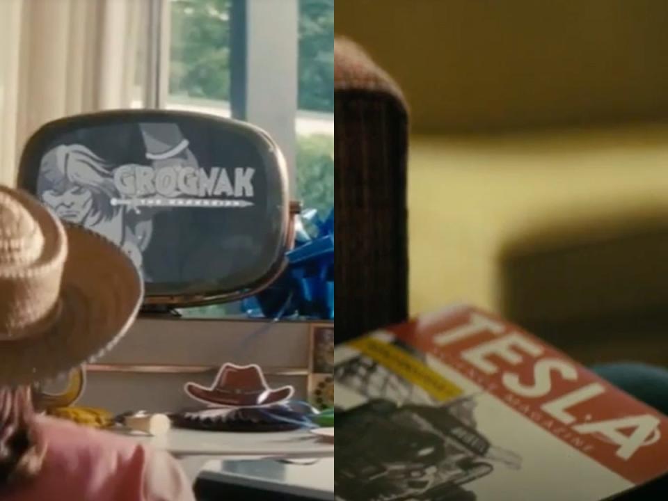 A TV showing "Grognak the Barbarian," and an issue of "Tesla Science Magazine" in "Fallout."