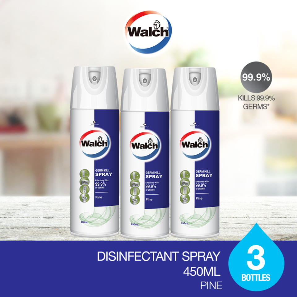 Walch® Disinfectant Spray 450ml x 3 Bottles. (Photo: Shopee SG)