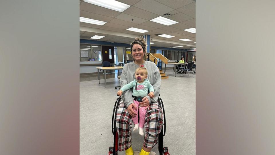PHOTO: Leah Weiher is pictured with her daughter Laken while undergoing physical therapy following a spinal cord injury. (Courtesy Leah Weiher )