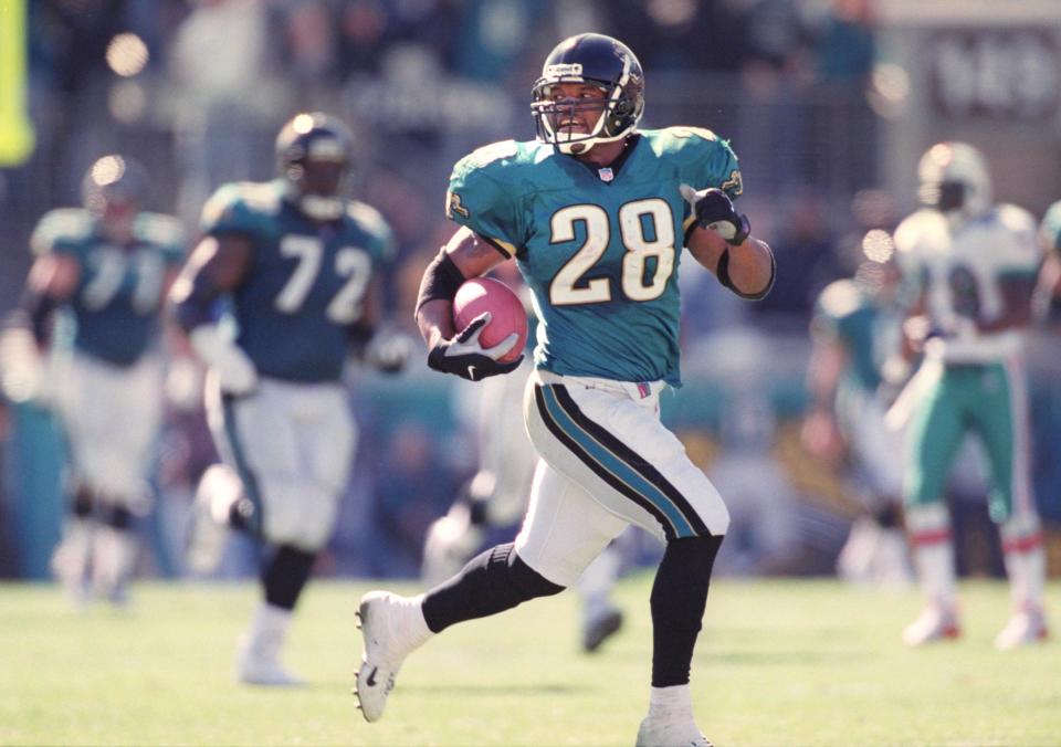 Fred Taylor electrified the Jaguars' backfield for a decade after joining the team in the first round of the 1998 draft from Florida. He gained 11,271 yards in his Jacksonville career.