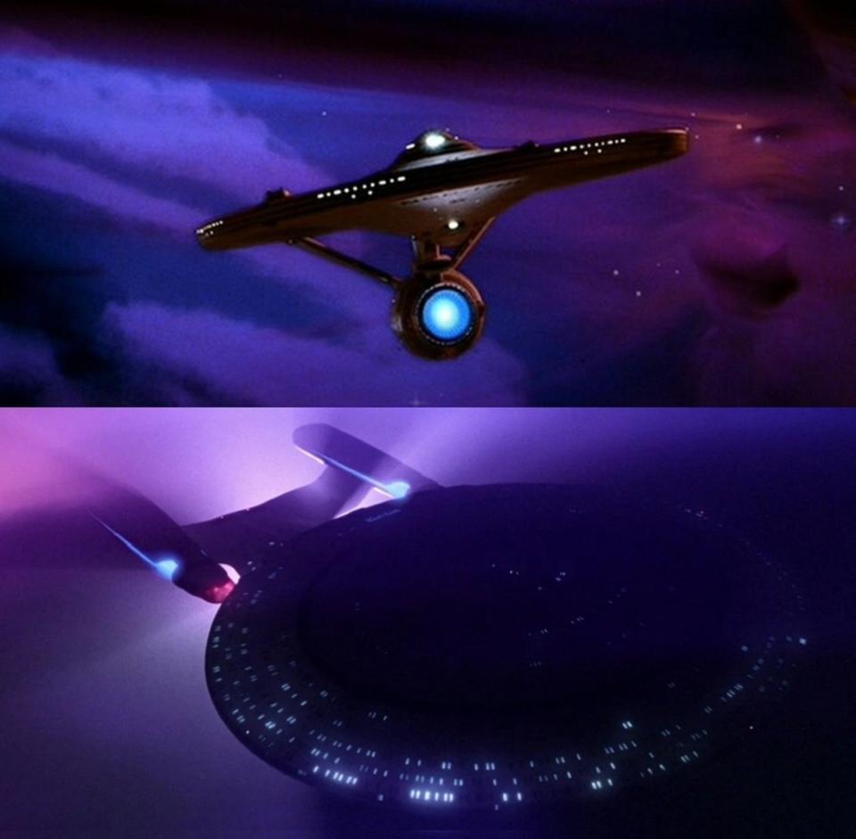 The Enterpise hides in the Mutara Nebula in Wrath of Khan, and the Enterprise-D hides in the Nebula in the TNG classic "The Best of Both Worlds." For Picard Easter eggs piece.