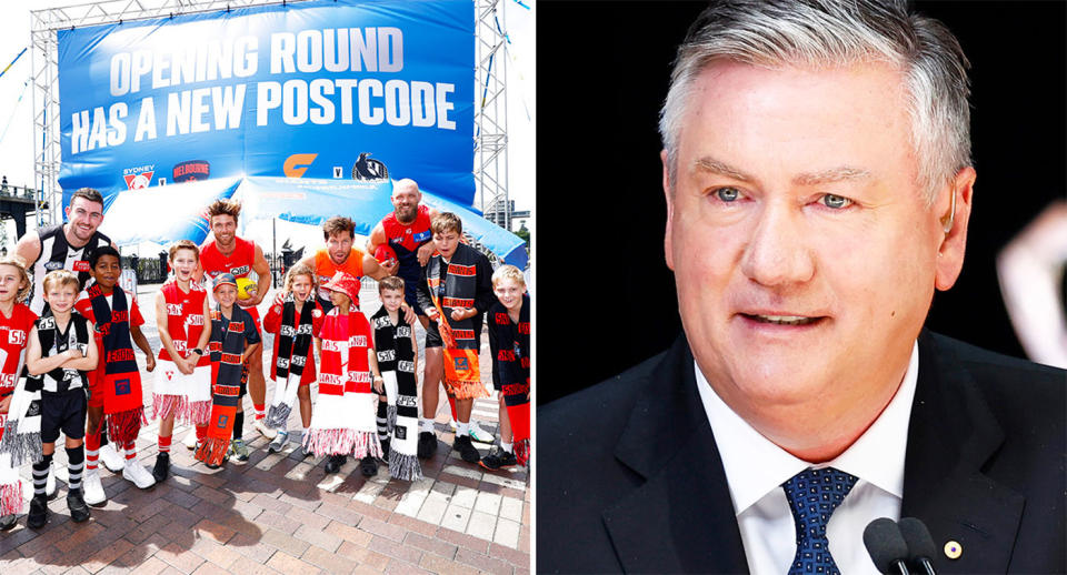 Pictured right, Eddie McGuire is a fan of the AFL's Opening Round.
