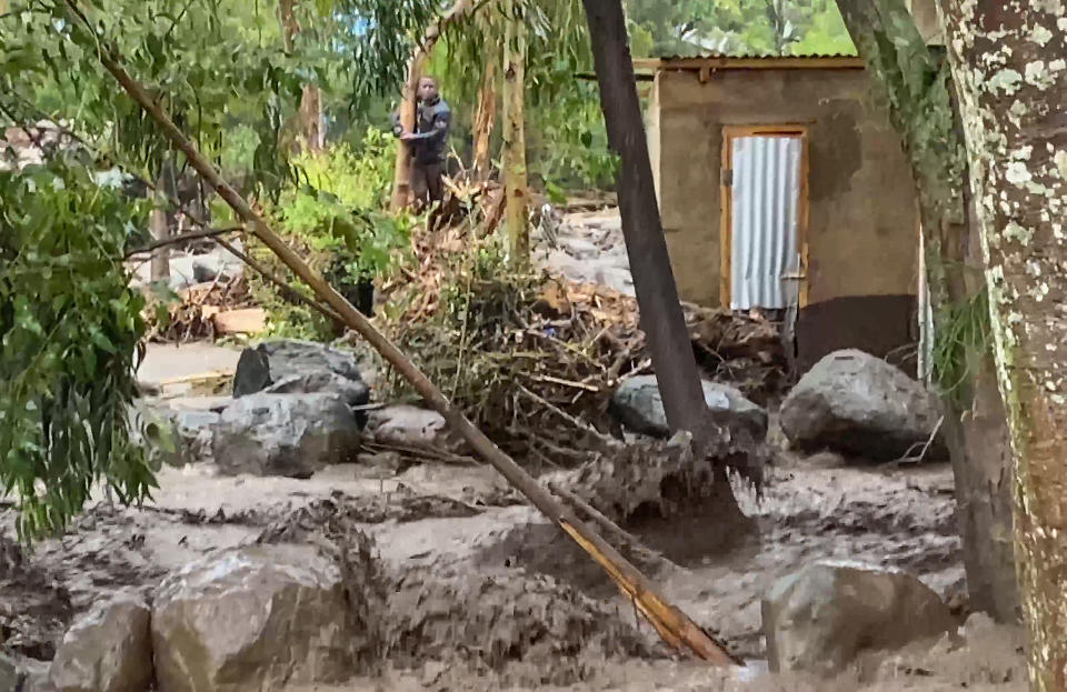 In this frame grab from video, flooded streets are seen in the town of Katesh, in Tanzania, Sunday, Dec 3, 2023. The town of Katesh was hit with heavy rain on Saturday, and roads were blocked by mud and water. (AP Photo).