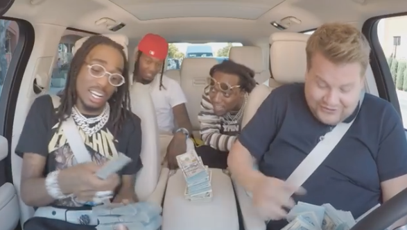 Carpool Karaoke: James Corden goes shopping with Migos after learning rap trio have $250,000 in cash