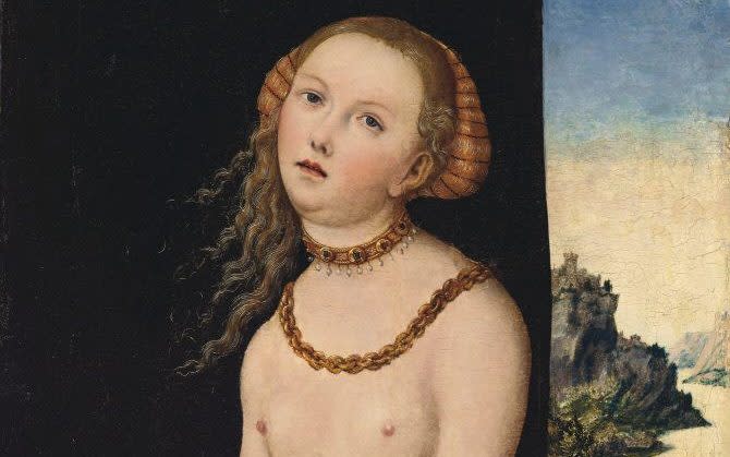 Lucas Cranach the Elder's Lucretia, which the Brooklyn Museum is selling, is estimate at around $1.8 million. - Christie's