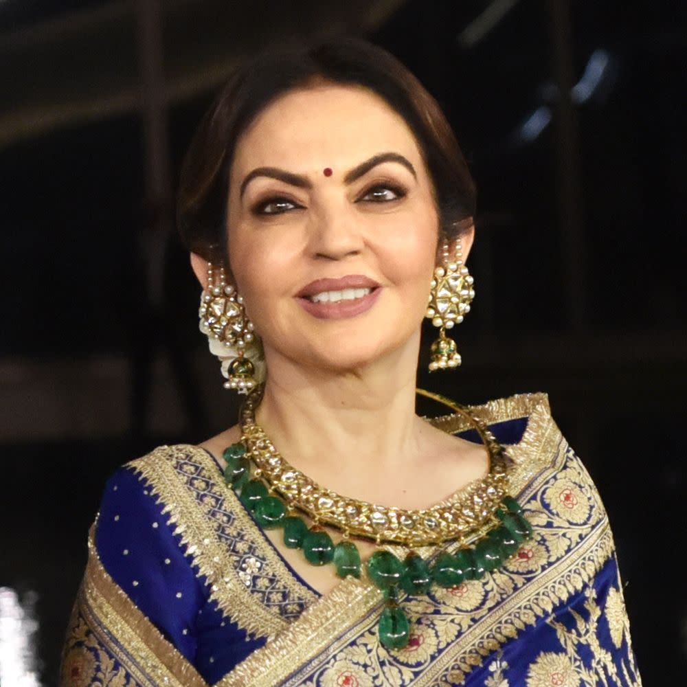 indian billionaire businessman mukesh ambani l and his wife nita ambani r poses for a photograph on the first day of the openings of nita mukesh ambani cultural centre in mumbai, india, 31 march, 2023 photo by indranil adityanurphoto via getty images