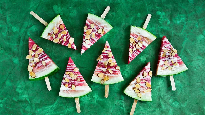 White chocolate watermelon pops