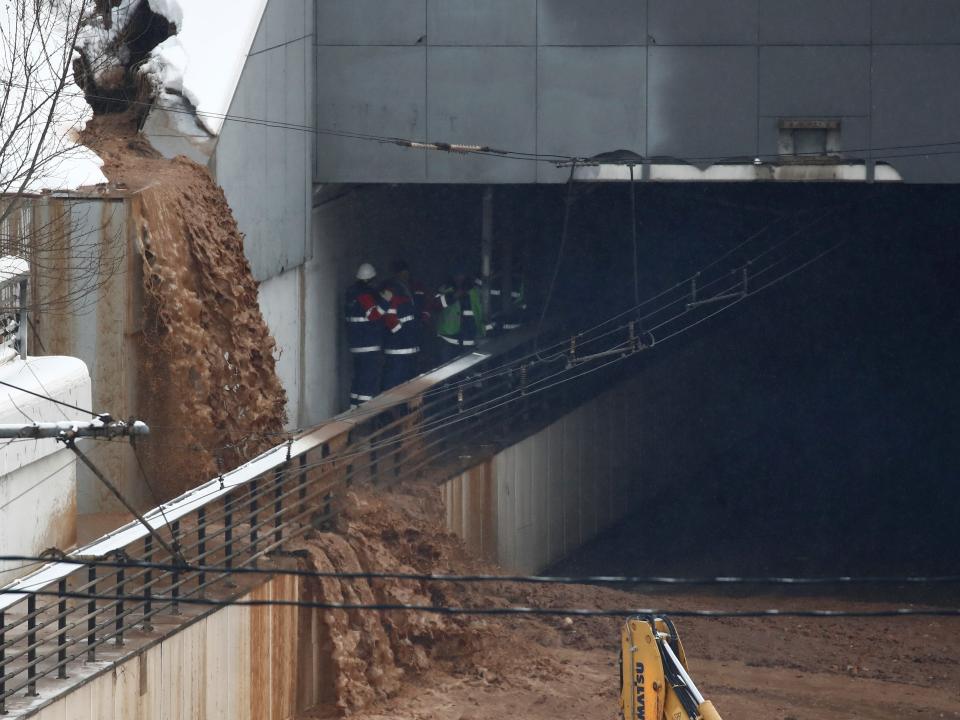 Flooding caused by a sinkhole in Moscow, Russia.