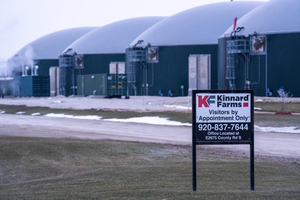 Biodigesters for cow manure are shown at Kinnard Farms Monday, February 5, 2024 in Casco, Wisconsin. The farm may be responsible for the high level of nitrates in nearby wells. Newlyweds Tyler and Shannon Frye recently bought their brand new house and discovered their well is contaminated with high levels of nitrates. The contaminated water is a problem for the entire Kewaunee County village which has no municipal water supply.



Mark Hoffman/Milwaukee Journal Sentinel