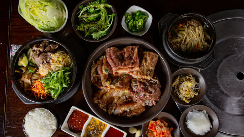 Korean barbecue spread