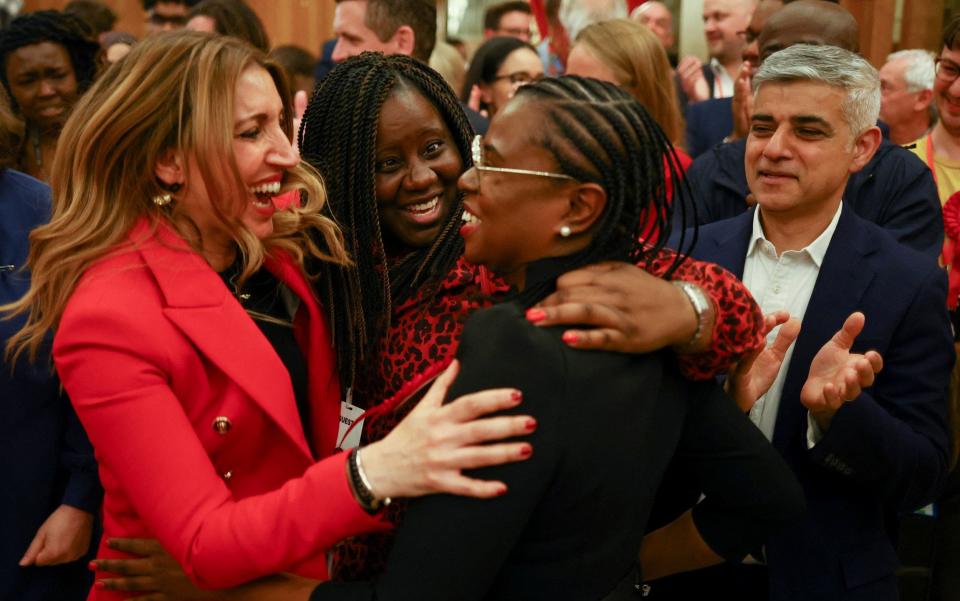 Labour figures celebrate victory at the Wandsworth Council count - Hannah Mckay/Reuters