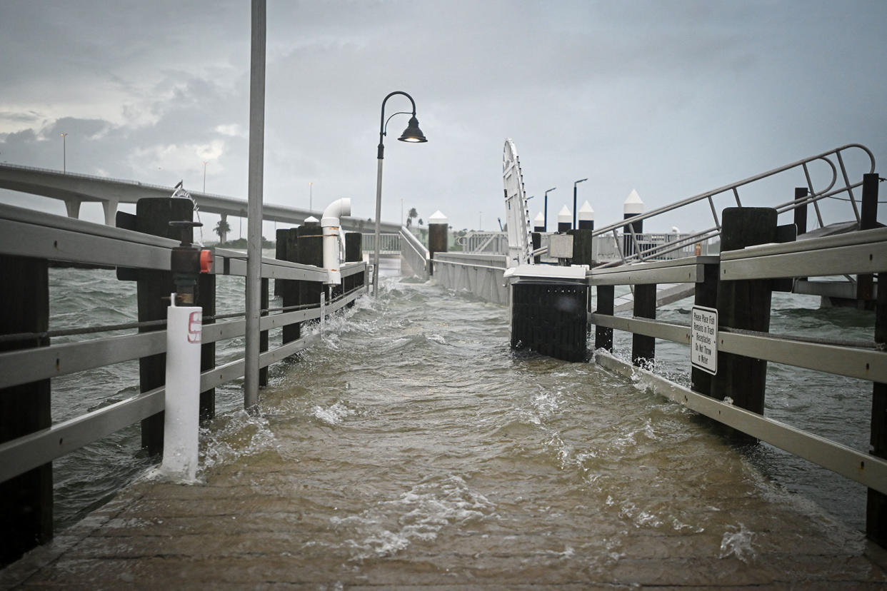 Hurricane Idalia flooded boardwalk MIGUEL J. RODRIGUEZ CARRILLO/AFP via Getty Images