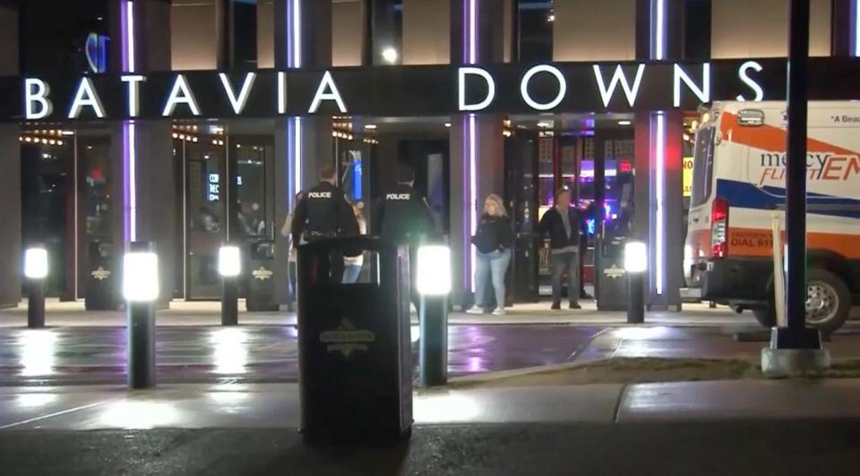 PHOTO: An ambulance is seen outside Batavia Downs Gaming, March 10, 2024, in Batavia, N.Y. (WHAM)