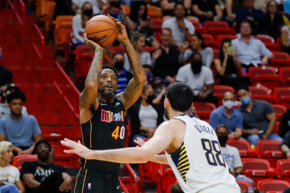 Udonis Haslem attempts a jumper