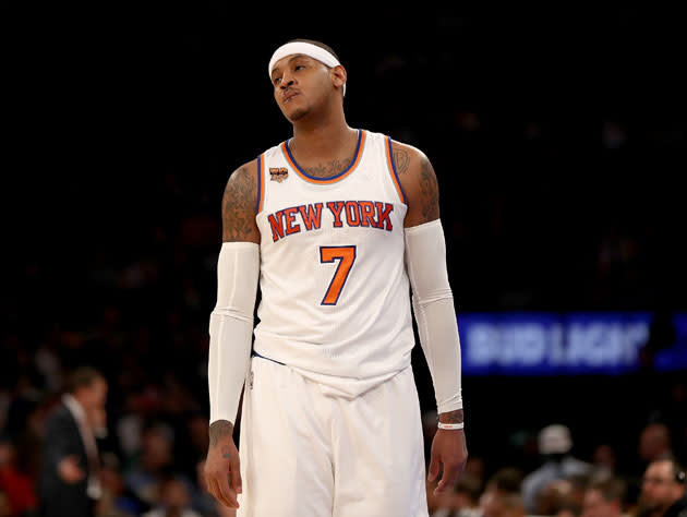 Carmelo Anthony in uniform. (Getty Images)