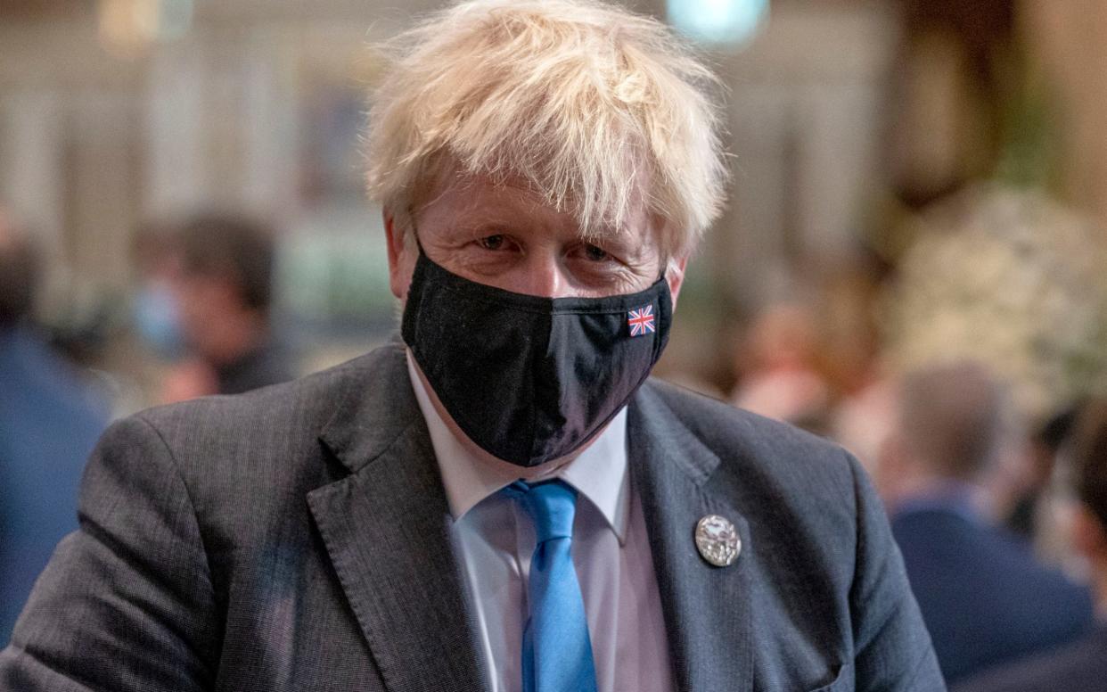 Boris Johnson was speaking after a service to mark the centenary of Northern Ireland - Liam McBurney/PA Wire