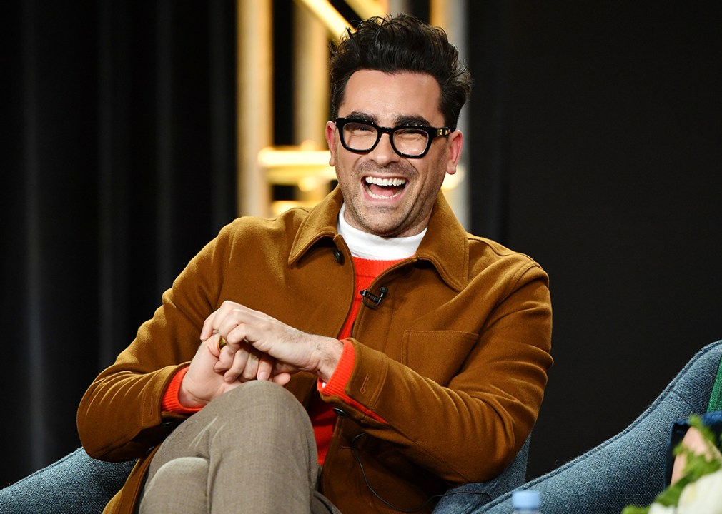 Daniel Levy of "Schitt's Creek" speaks during the Pop TV segment of the 2020 Winter TCA Press Tour.