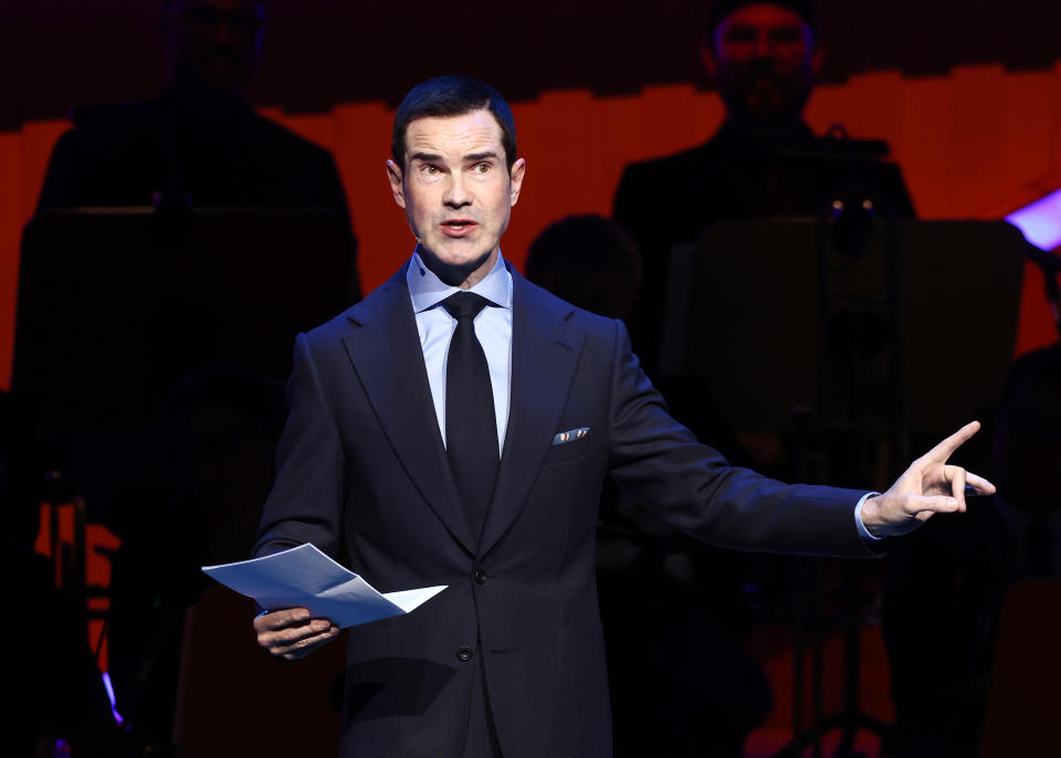 NEW YORK, NEW YORK - NOVEMBER 06: Jimmy Carr performs onstage during the 17th Annual Stand Up For Heroes Benefit presented by Bob Woodruff Foundation and NY Comedy Festival at David Geffen Hall on November 06, 2023 in New York City. (Photo by Mike Coppola/Getty Images for Bob Woodruff Foundation)