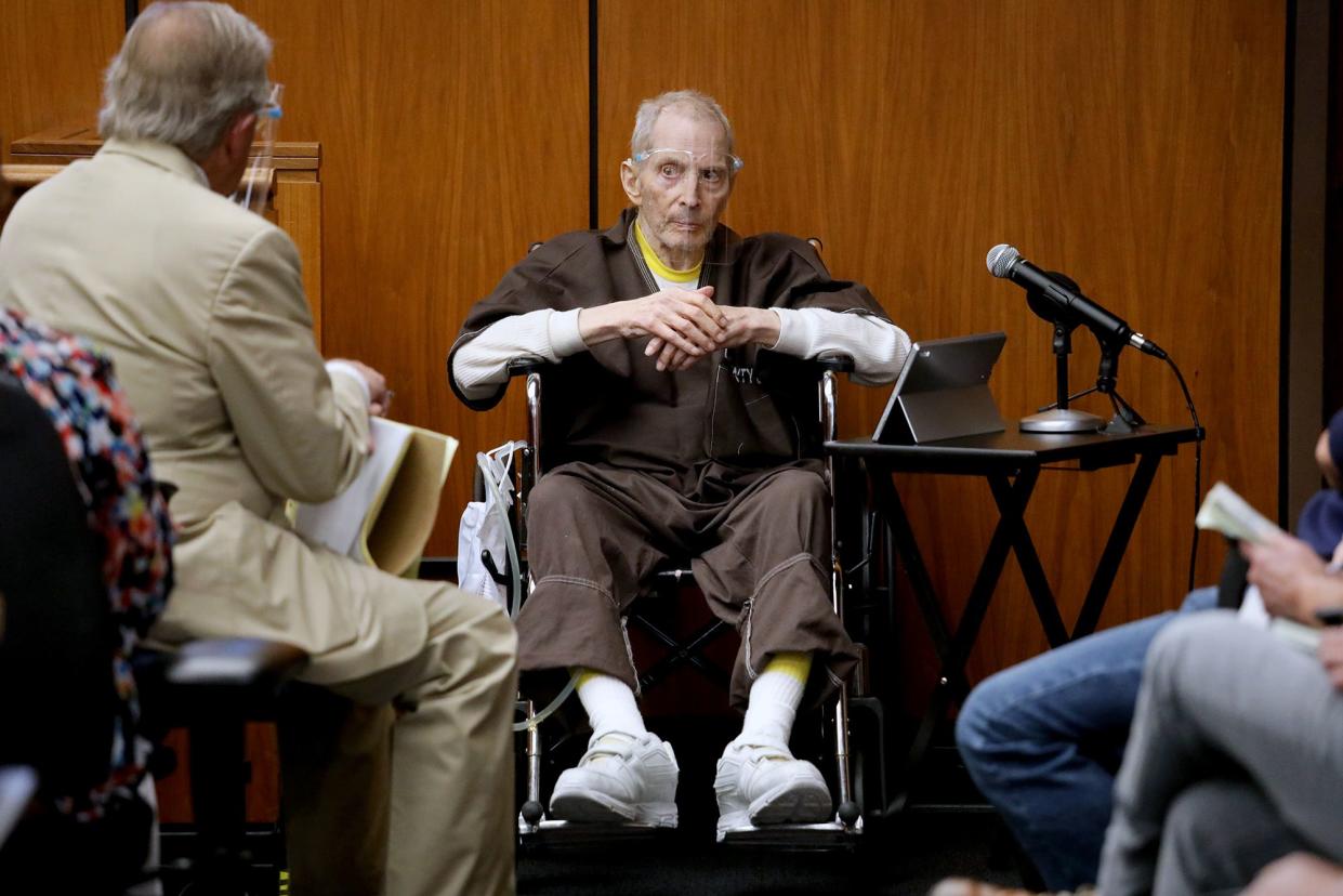 Robert Durst, 78, testifies in his murder trial Monday, August 9, 2021, at the Inglewood, Calif., Courthouse.