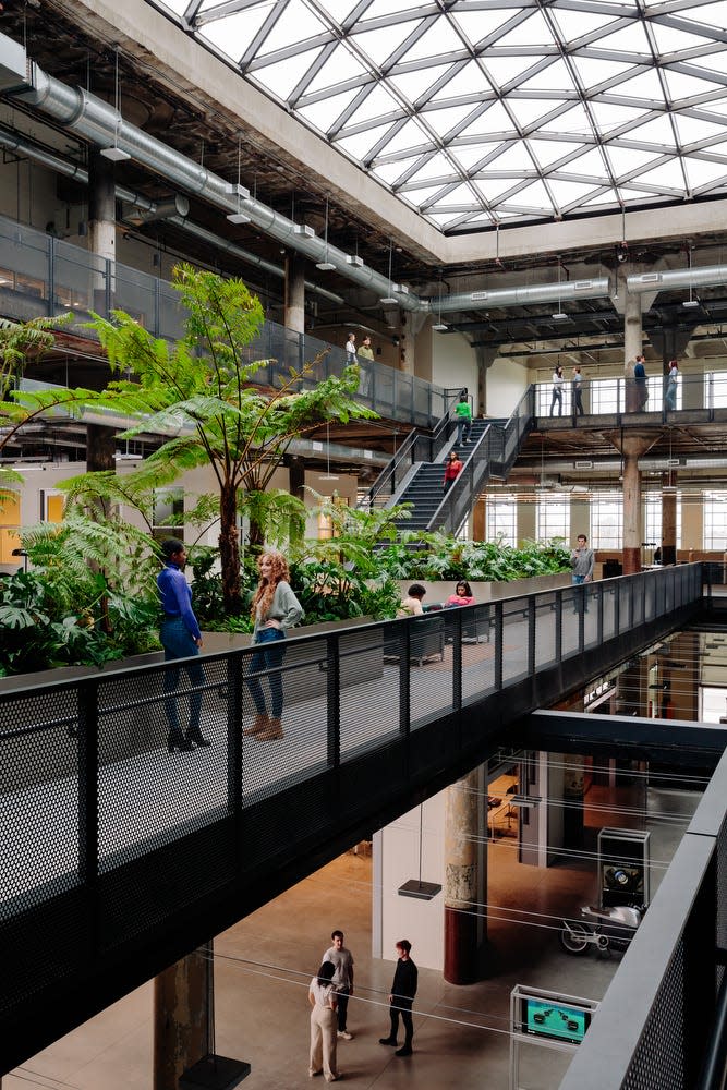 Interior photos of Newlab at Michigan Central, in the former Book Depository, which will officially open onTuesday, April 25. The building is 270,000 square feet, and includes 2,000 square feet of exhibition space, a 200-seat event space and state-of the-art robotics and prototyping facility.