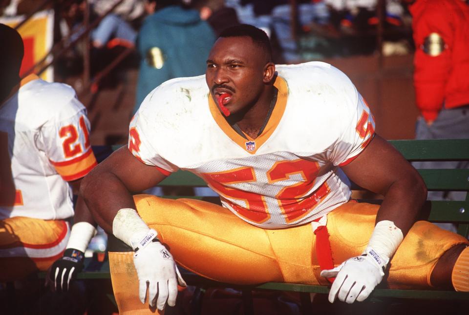 19 Dec 1992: KEITH MCCANTS OF THE TAMPA BAY BUCCANEERS DURING A BUCCANEERS V 49ERS GAME IN SAN FRANCISCO.