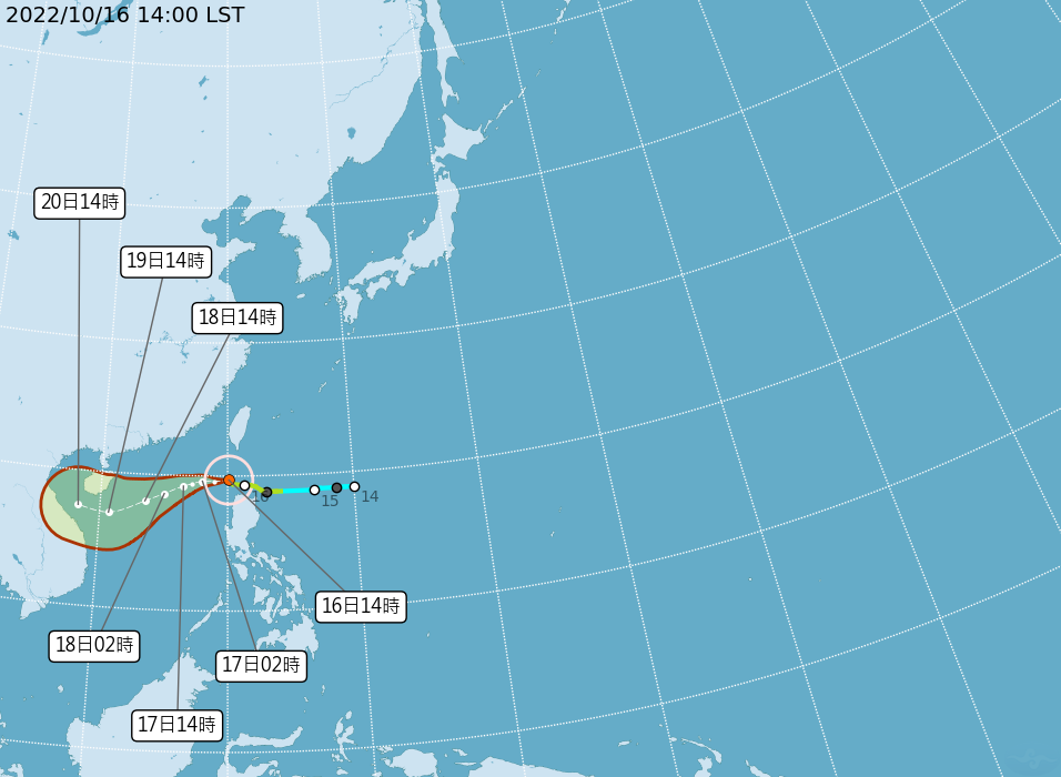 尼莎颱風預計會往西走。（圖／翻攝自中央氣象局）