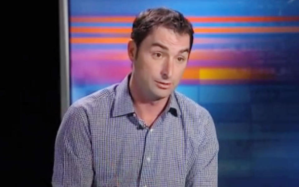 Corey Knowlton is shown in this image from video provided by WFAA.com on Thursday, Jan. 16, 2014. Knowlton, who paid $350,000 for the right to hunt an endangered African black rhino said he’s had to hire full-time security due to death threats after his name was leaked onto the Internet. (AP Photo/WFAA.com)