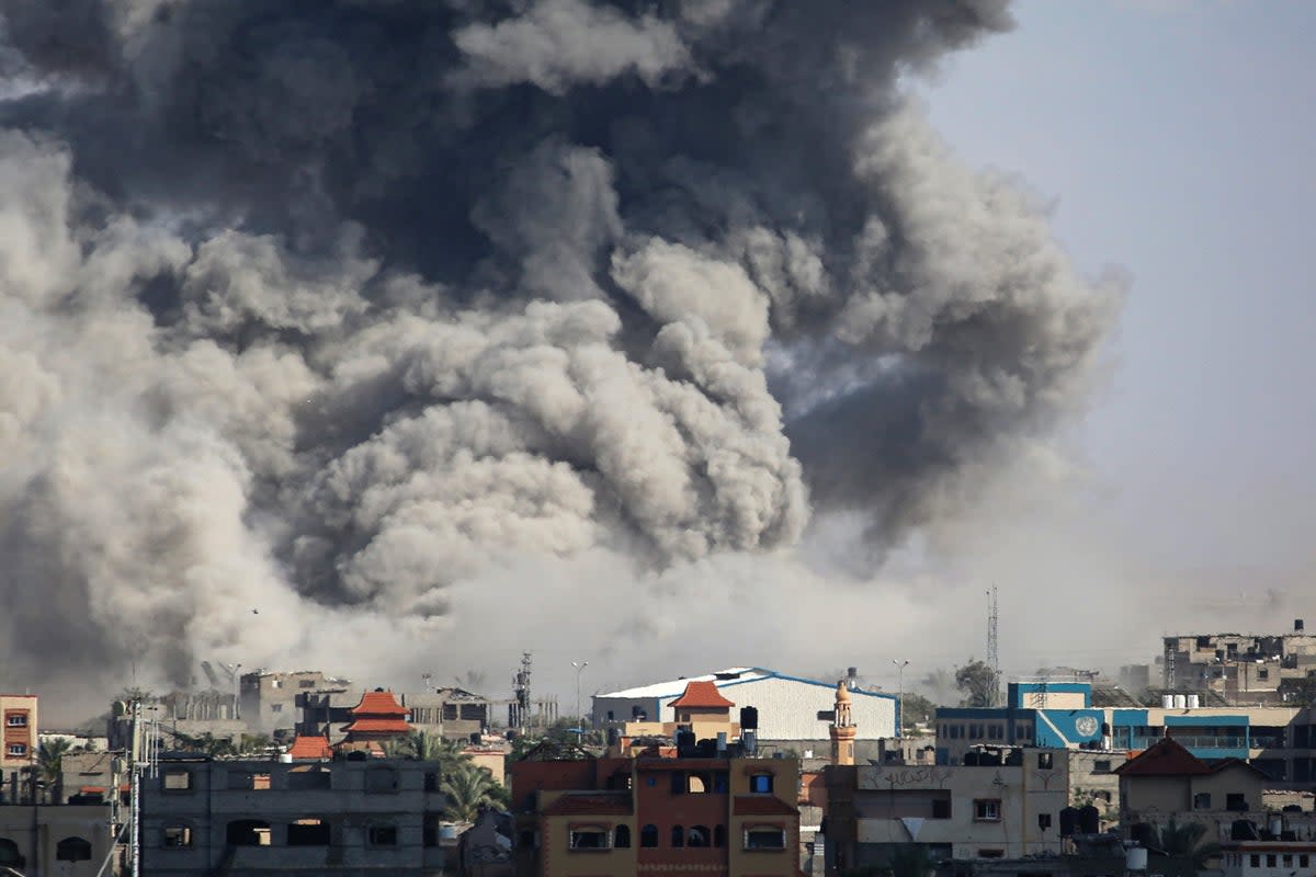 Smoke billows after Israeli bombardment in Rafah, in the southern Gaza Strip on May 6, amid the ongoing conflict between Israel and the Palestinian militant group Hamas (AFP via Getty Images)