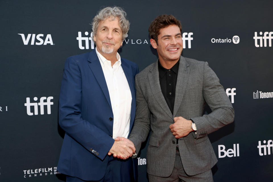 TORONTO, ONTARIO – SEPTEMBER 13: (L-R) Peter Farrelly and Zac Efron attend “The Greatest Beer Run Ever” Premiere during the 2022 Toronto International Film Festival at Roy Thomson Hall on September 13, 2022 in Toronto, Ontario. (Photo by Tommaso Boddi/WireImage)