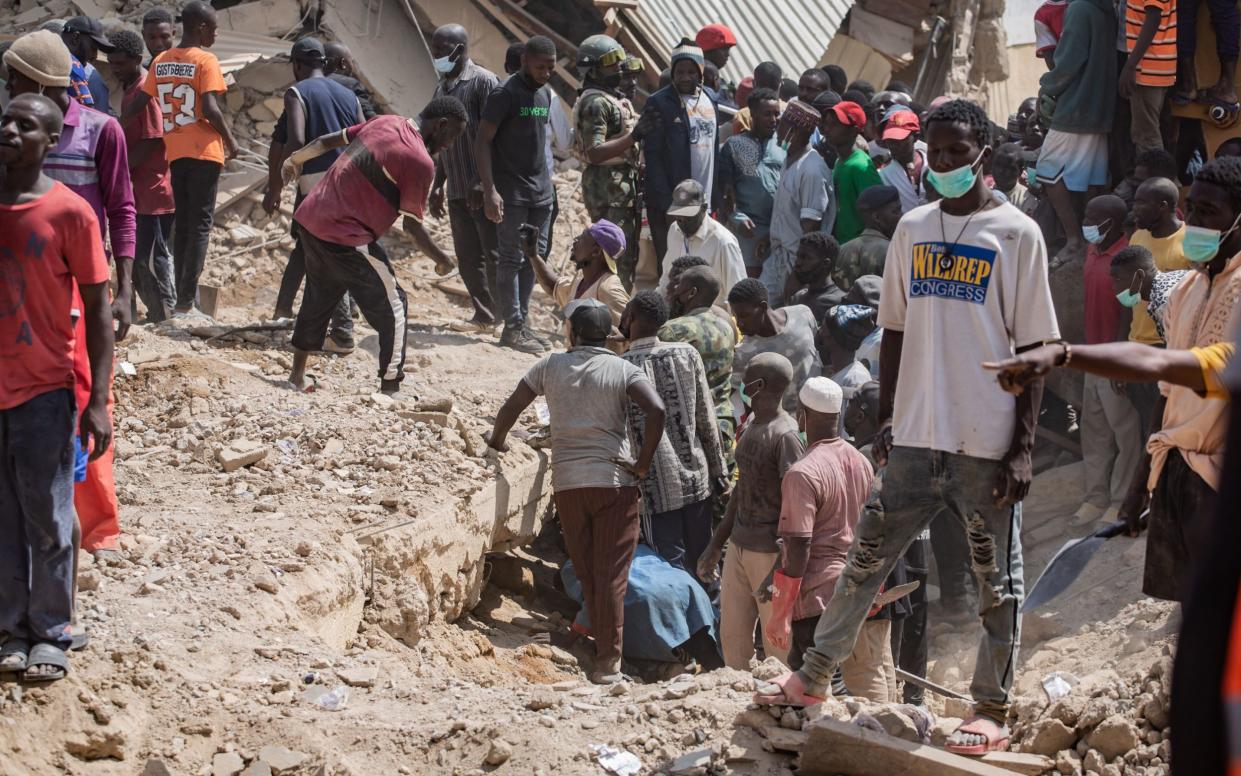 Workers and volunteers are scouring the rubble